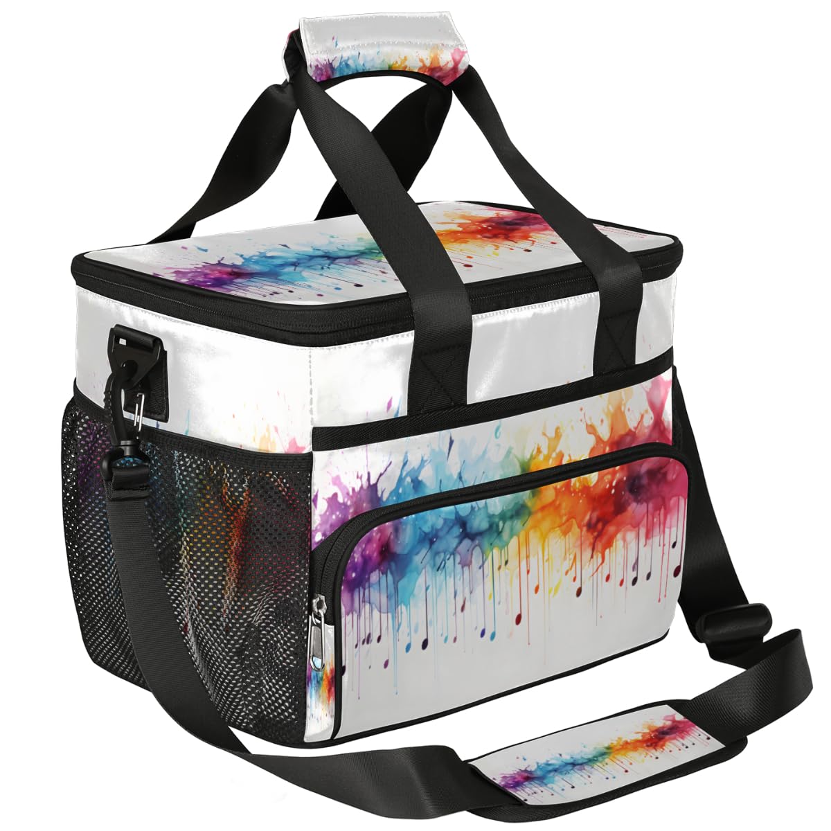 Painting Insulated Picnic Backpack Lunch Box for Women Men Picnic Basket Tote Lunch Bag Picnic Bag Portable Lunch Bags for Picnic, Beach, Work, Trip,Office, Camp Color Splash Texture