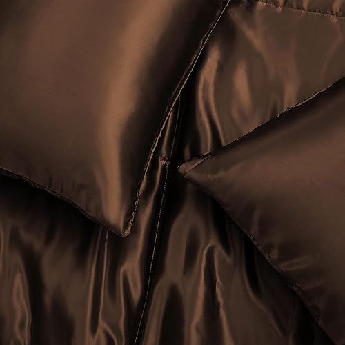 Miniatura 6 de Whale Flotilla Juego de ropa de cama reversible de 3 piezas, suave y sedoso, lujoso, de satén, tamaño matrimonial con 2 fundas de almohada de satén,