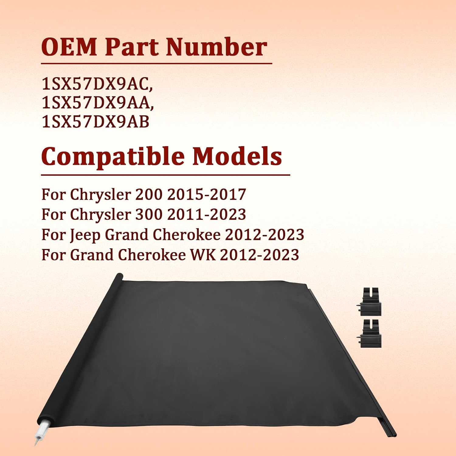 1SX57DX9AB Sunroof Sunshade Cover Compatible with Jeep Grand Cherokee for CHRYSLER 300 2011-2023(Black)