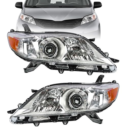 WFLNHB Headlights Assembly Replacement for Toyota Sienna 2011-2018 Halogen Headlights Headlamps Pair Left and Right Side (Driver and Passenger Side)
