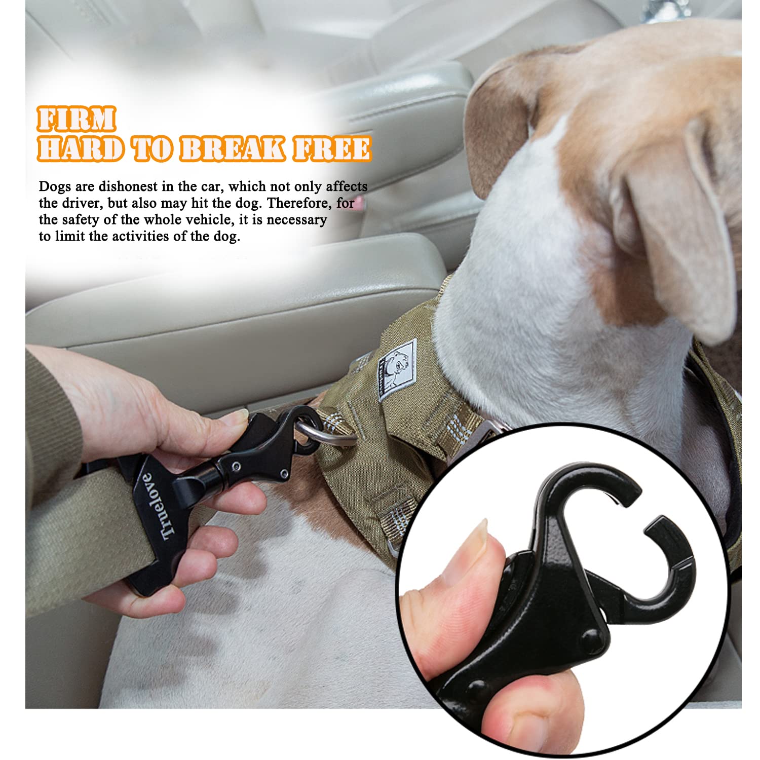 Boucle de ceinture de sécurité pour chien - Convient à tous les types de ceintures de sécurité de voiture - Boucle dans le collier ou le harnais - Facile à utiliser - Noir