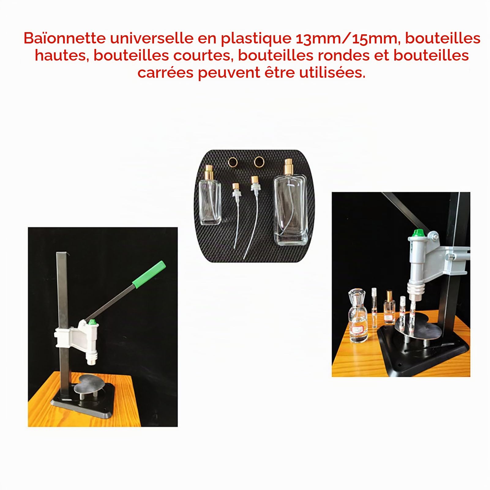Sertisseuse Manuelle De Bouteilles De Parfum, Machine De Capsulage De Bouteilles De Pulvérisation De 13 à 15 Mm avec Hauteur Réglable, pour Bouteilles De Parfum/Huile Essentielle
