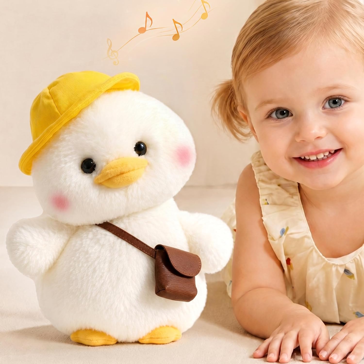 iPlay, iLearn Baby Duck Talking Toy, Toddler Interactive Plush Stuffed Animal, Infant Musical Singing & Repeating Head Sway Little Duck Toy, Cute Birthday Gift 12-18 Month 1 2 3 Year Old Kid Girl Boy