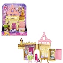 Mattel Disney Princess – Set Componibili Il Castello di Belle, Playset trasportabile con Bambola Belle, 4 Amici e Tanti Accessori, Giocattolo per Bambini, 3+ Anni, HLW94