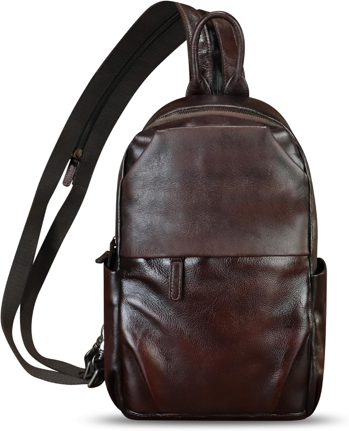Genuine Leather Sling Bag Retro Crossbody Sling Backpack Handmade Chest Vintage Shoulder Daypack Purse Fanny Pack (Coffee) - Image 7
