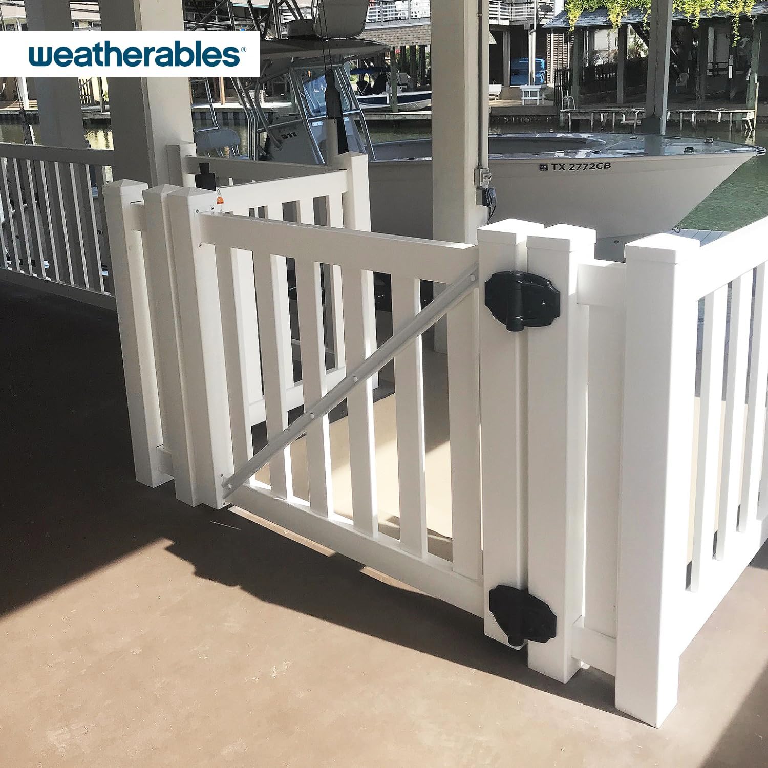 Weatherables Captiva 4’ H x 48" L Vinyl Fence Gate Kit – White Vinyl Gate Kit Includes Stainless Steel Hinges, Pad-Lock Latch, Fence Post with Aluminum Insert and Post Cap