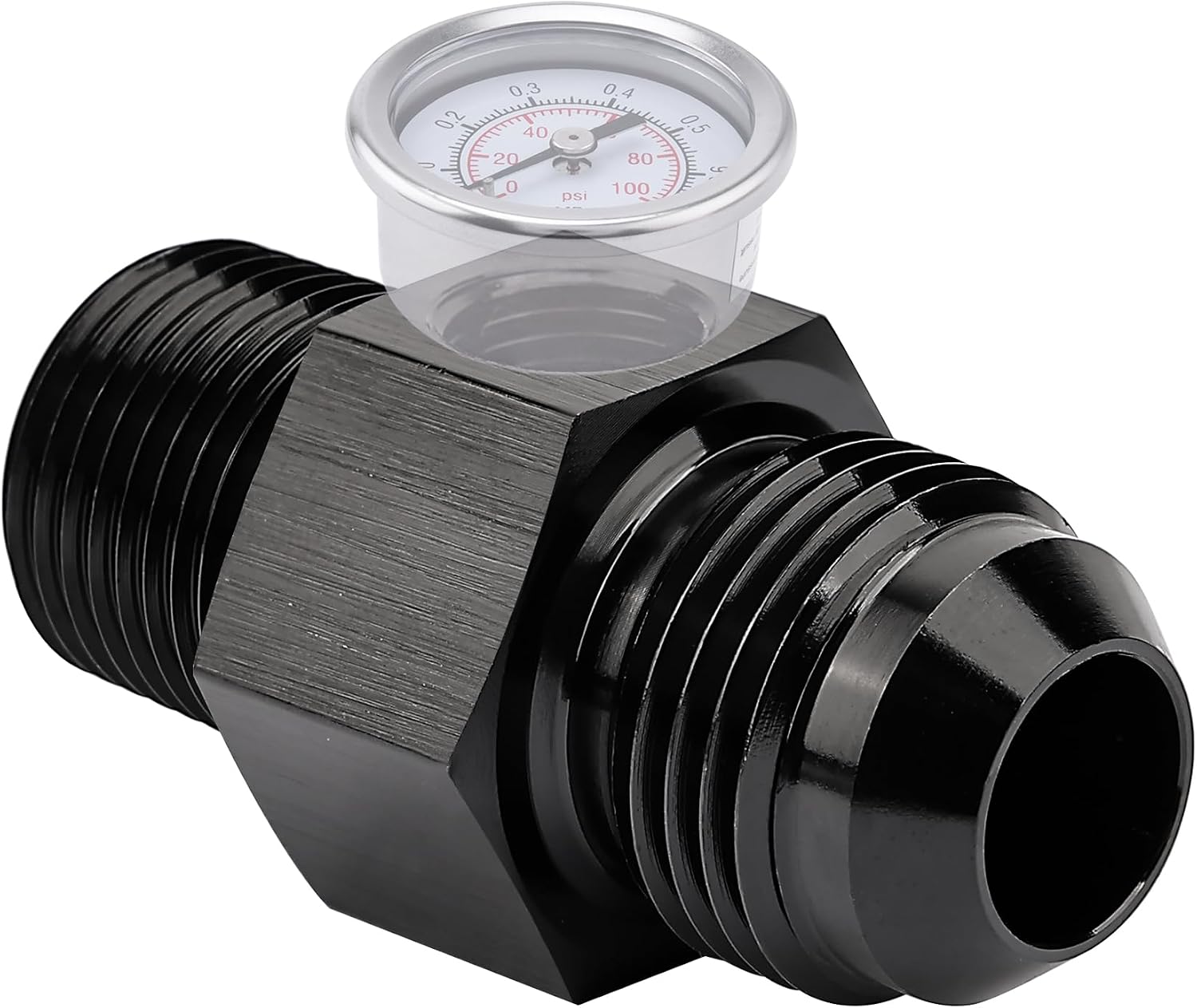 EVIL ENERGY 8AN to 3/8 NPT with 1/8" NPT gauge port Fuel Pressure Take off Fitting Adapter Aluminum