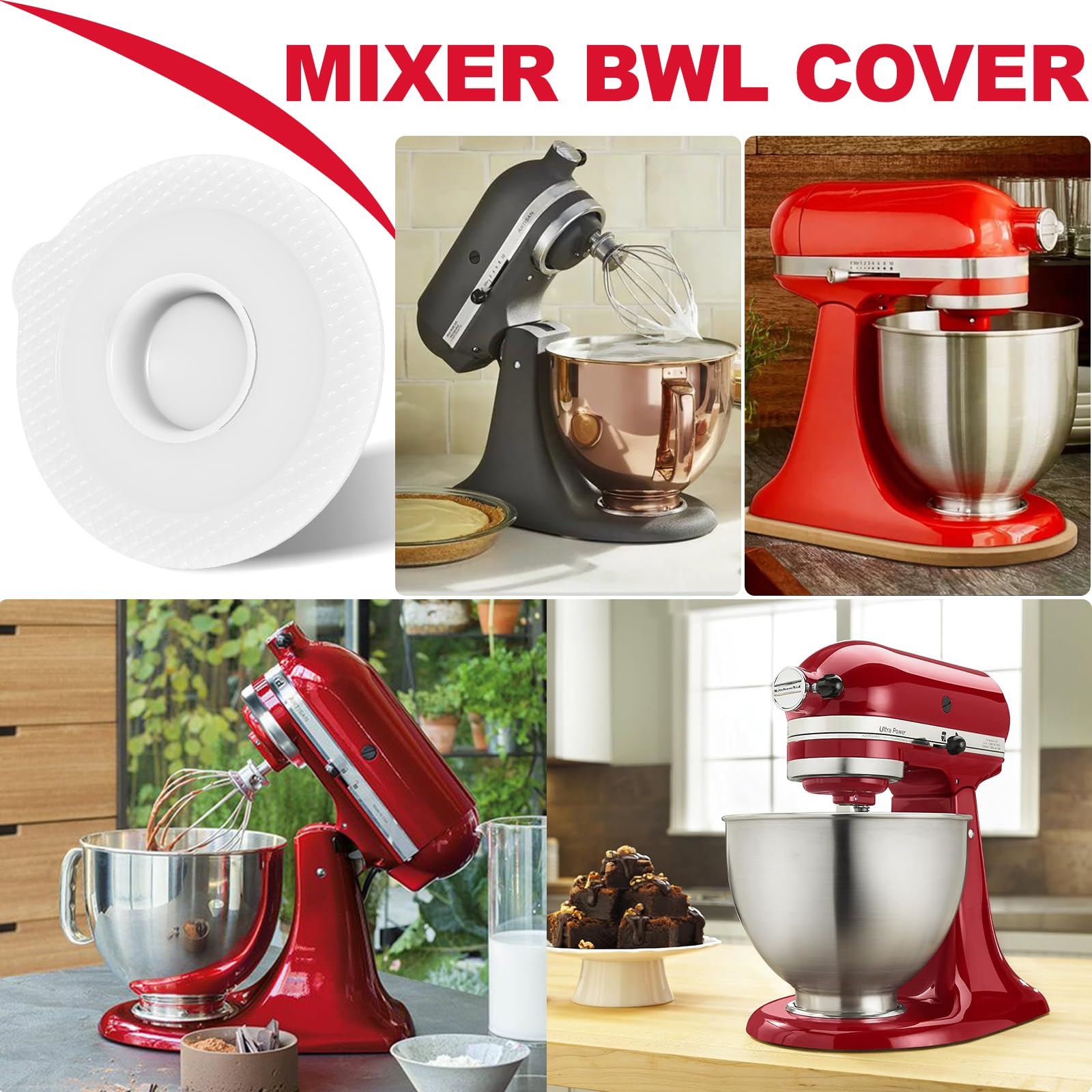 2 Protège-Bec Et Couvercles HOMGEN Pour Robot KitchenAid 4.5-5QT - Anti-Éclaboussures - Compatible Bol Verre/Inox