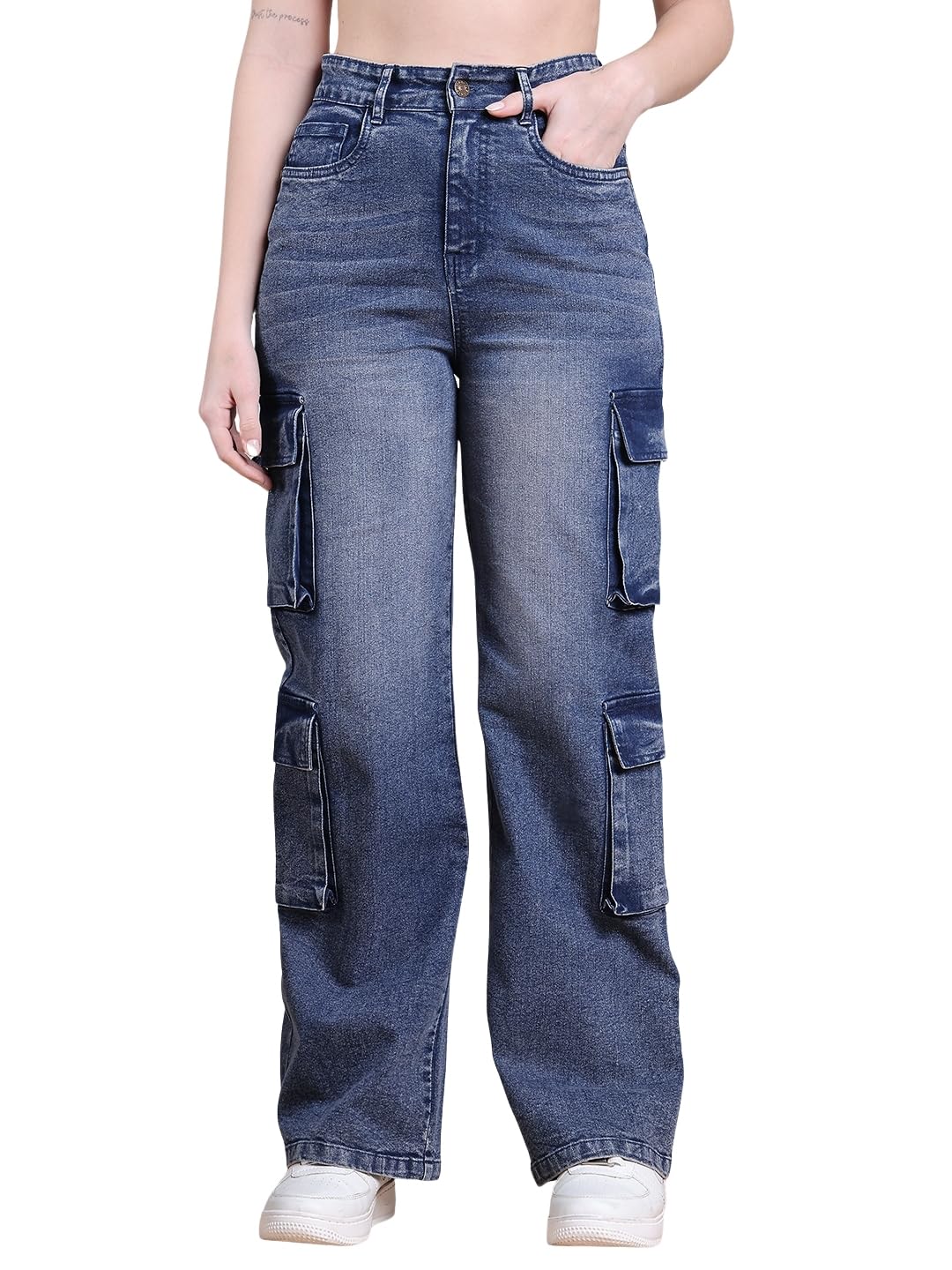 puella 8 Pocket High Rise Cargo Jeans for Women & Girls-picture-48