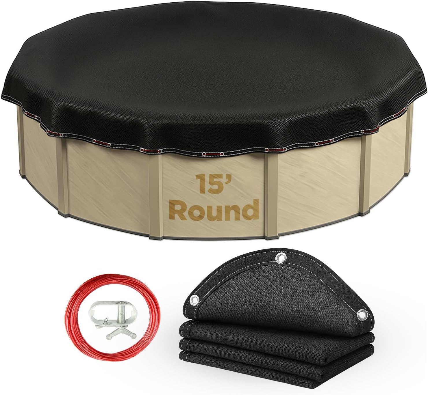 Buffalo Blizzard Micro Mesh 15 ft Round Winter Pool Cover | Black Heavy Duty Cover for Closing Above Ground Swimming Pools | Easy to Install | Cold & UV Resistant | Shields from Seasonal Debris