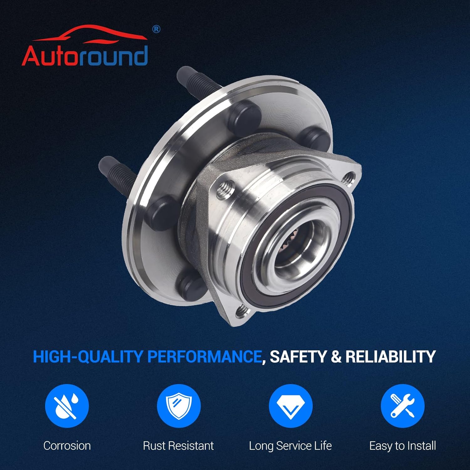 Autoround 513288 Pair Front/Rear Wheel Bearing Hub Assembly Fit for 2010-2020 Chevy Impala/Malibu/Equinox, GMC Terrain, Cadillac CTS/XTS, Buick Regal/Lacrosse, Saab 9-5, 5 Lugs w/ABS - Image 4