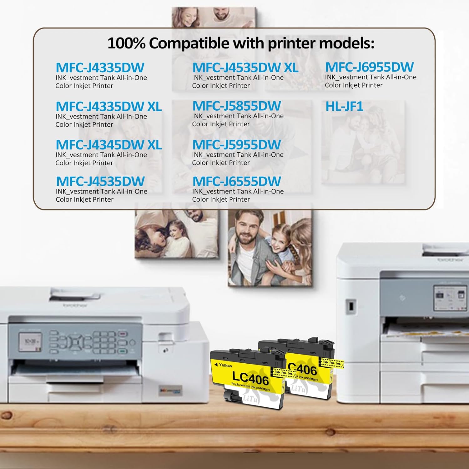 2-Pack Compatible LC406 Yellow Ink Cartridges for Brother Printer Replacement LC406 Y LC406YS for Brother MFC-J4335DW MFC-J4345DW MFC-J4535DW MFC-J5855DW MFC-J5955DW MFC-J6555DW MFC-J6955DW