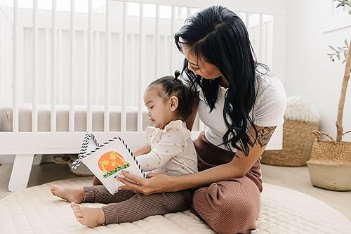 Miniatura 6 de Mi primer álbum de fotos para bebé con adorable familia de jirafas, cubierta de tela, con capacidad para 17 fotos, páginas lavables, espejo seguro