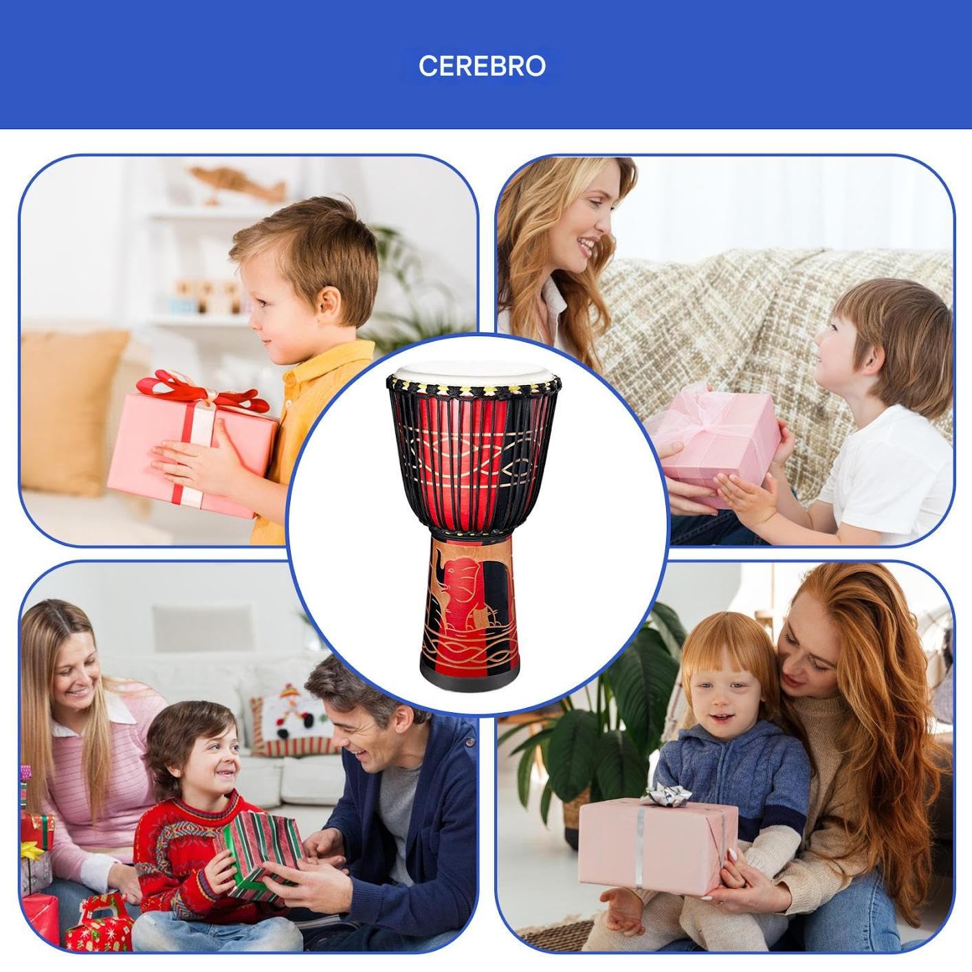 Tambores africanos para niños, bongo Hand Drums | Drum africano africano tallado a mano de 8 pulgadas - Instrumentos de percusión, decoración musical artística para actuaciones escénicas, actividades,