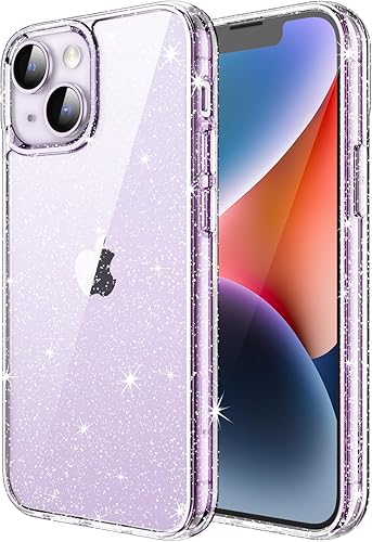 JETech Funda con purpurina para iPhone 14 Plus de 6.7 pulgadas, a prueba de golpes, bonita y brillante para mujeres y niñas (transparente)