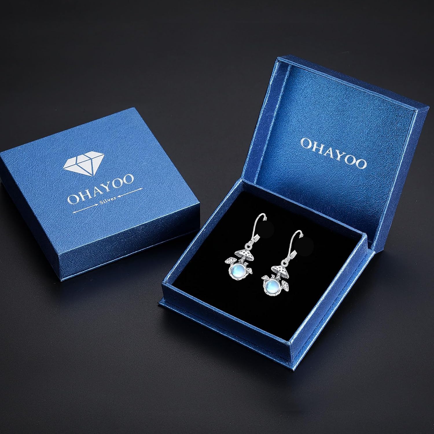 OHAYOO Mushroom Earrings for Women 925 Sterling Silver Mushroom Moonstone Earrings Mushroom Jewelry Gifts for Women