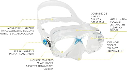 Miniatura 7 de Cressi Italian Design Premium Tempered Glass Lens Scuba Snorkel Mask, Dry Snorkel, Palau Long Adjustable Snorkeling Fin, Snorkel Set with Carry Bag