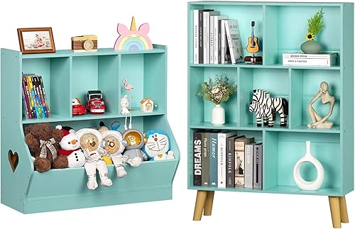 Lerliuo Estantería de 7 cubos para niños y organizador de almacenamiento de juguetes