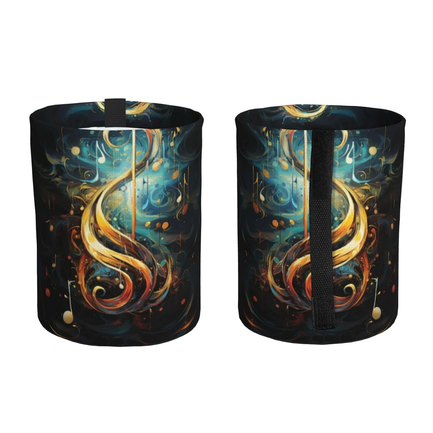 Music Symbol Print Collapsible Leakproof Car Trash Can,Car Storage Bag for Camping,Hanging Car Garbage Can