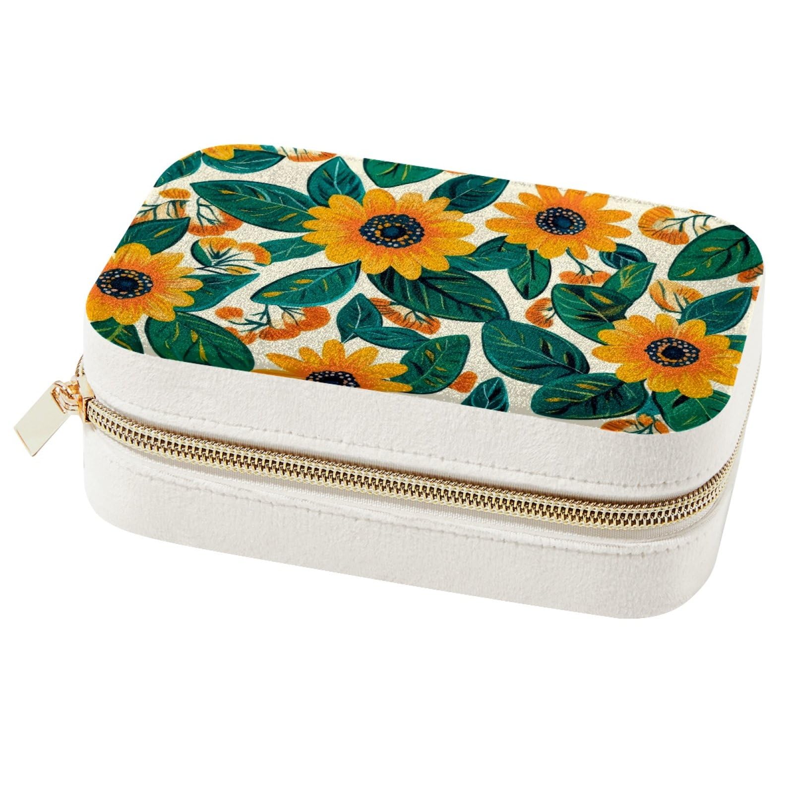Boîte à bijoux de voyage tournesol pour ranger vos boucles d'oreilles en week-end