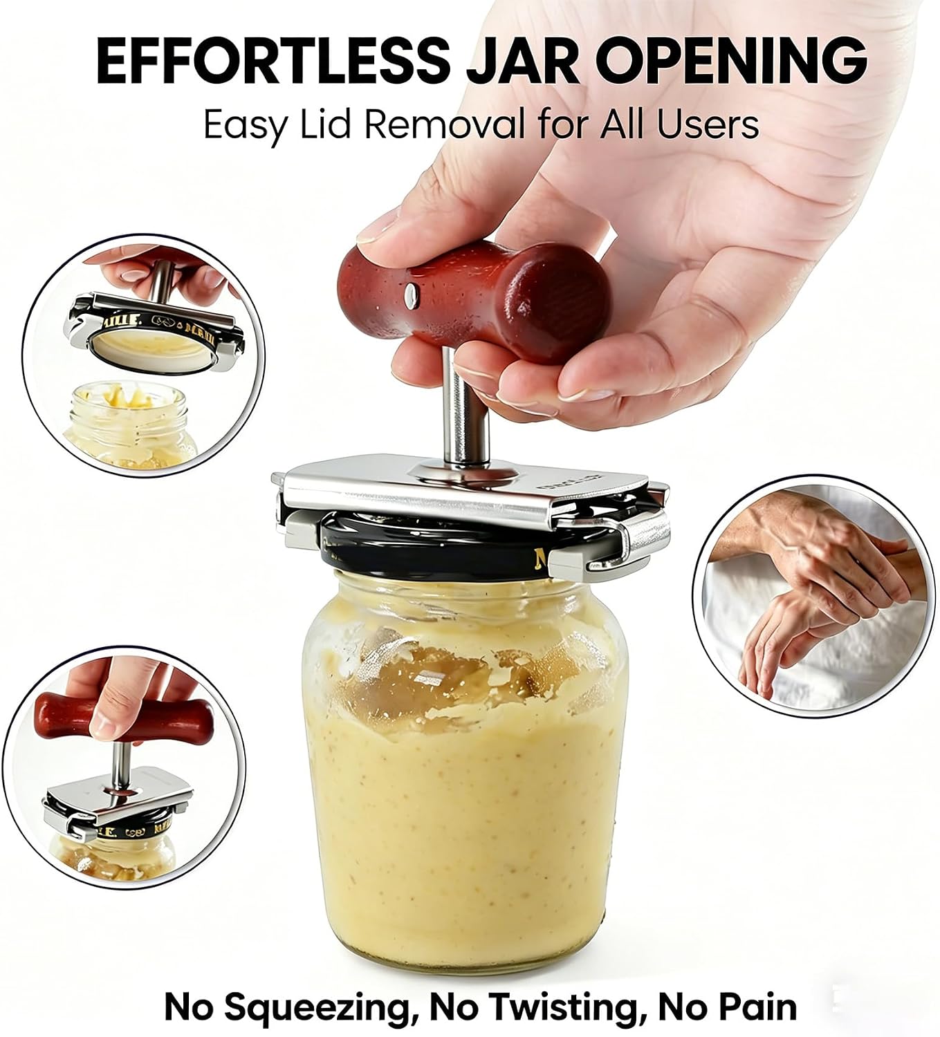 BoAn Jar Opener for Seniors with Arthritis & Weak Hands, Adjustable Jar Lid Opener & Bottle Cap Opener Gripper, Easy Twist Jar Opener with Extra Anti-Slip Pads, Useful Gift for Elderly Women Men
