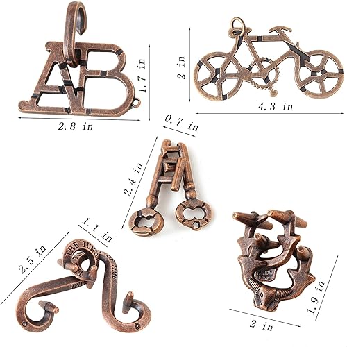 Miniatura 3 de Rompecabezas de 5 piezas, rompecabezas de metal fundido, juguetes para niños y adultos, prueba de coeficiente intelectual, caja educativa para