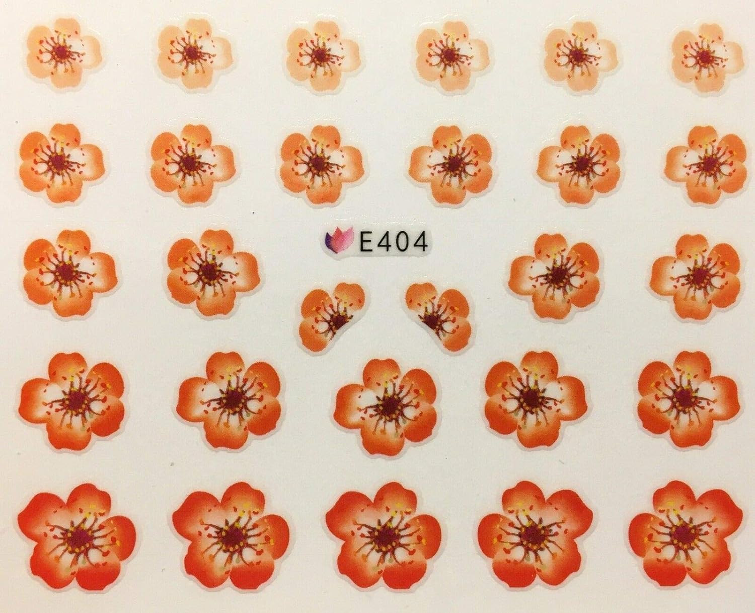 Nail Art 3D Decal Stickers Flowers Orange E404 Beauty
