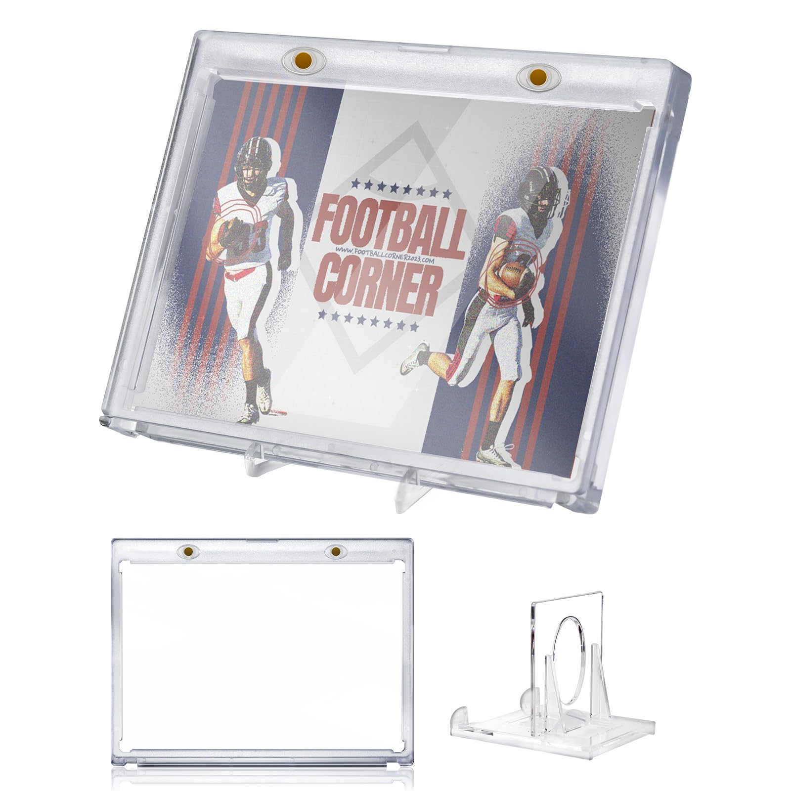 DEDC Magnetic Card Holder Vertical Booklet Cardholder-175PT One Touch Magnetic Case Trading Card Storage Baseball Cards Protector Display Showcase(1CT-134mm 1 Stand)