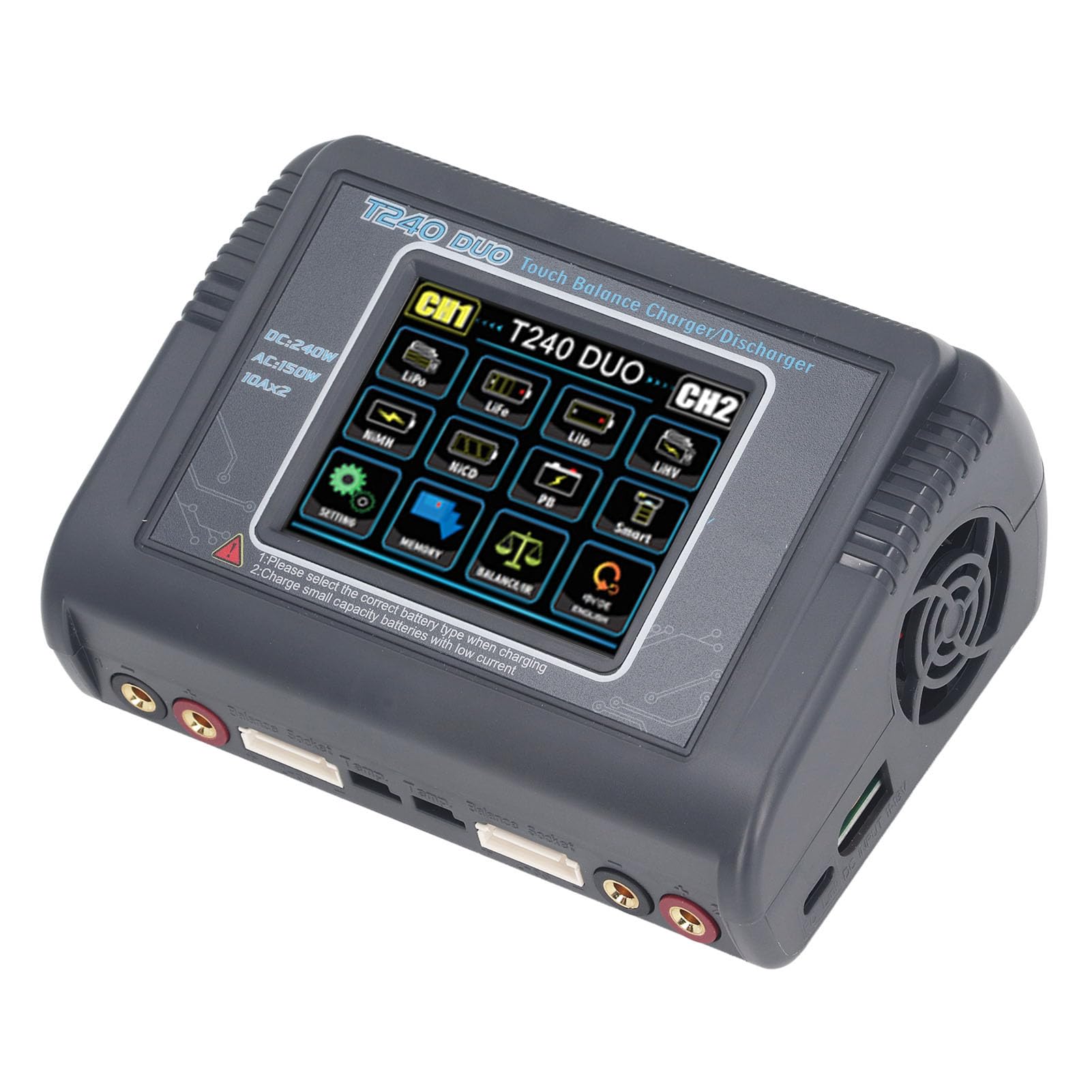 Caricabatterie Lipo, Caricabatterie con Bilanciamento Batteria Lipo da 100‑240 V per Auto RC (Spina UE 100‑240 V)