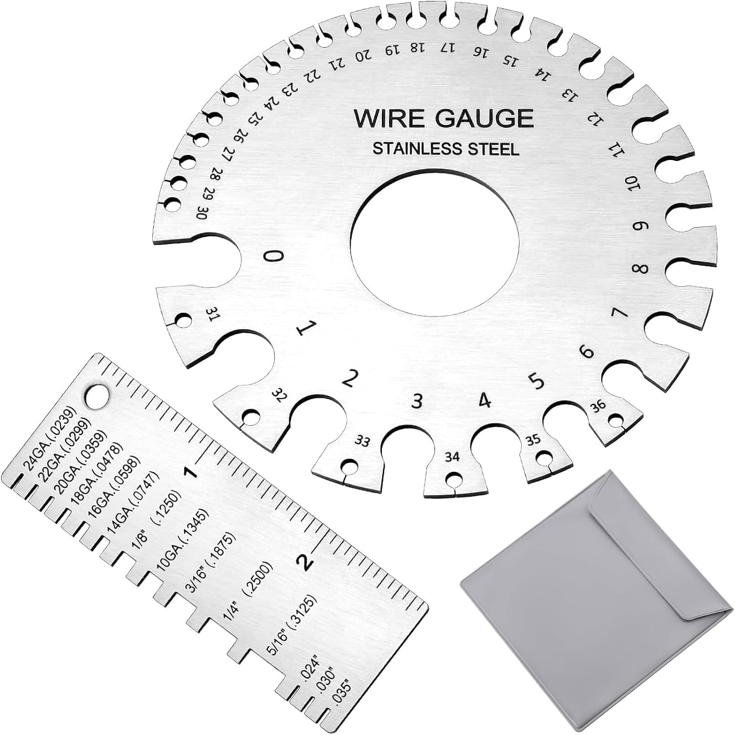 2 Pcs Stainless Steel Thickness Gauges Wire Gauge Measuring Tool