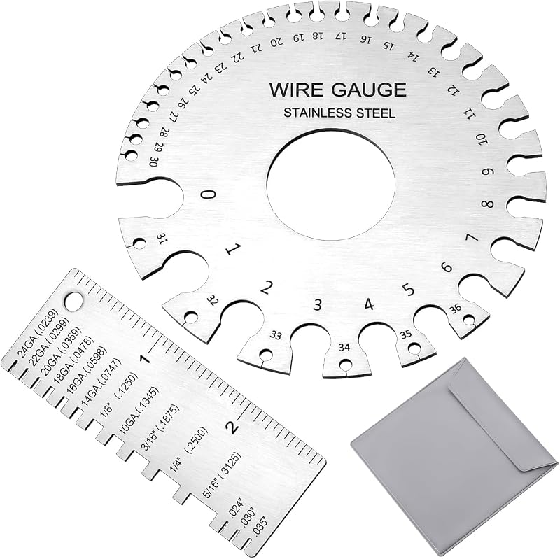 2 Pcs Stainless Steel Thickness Gauges Wire Gauge Measuring Tool