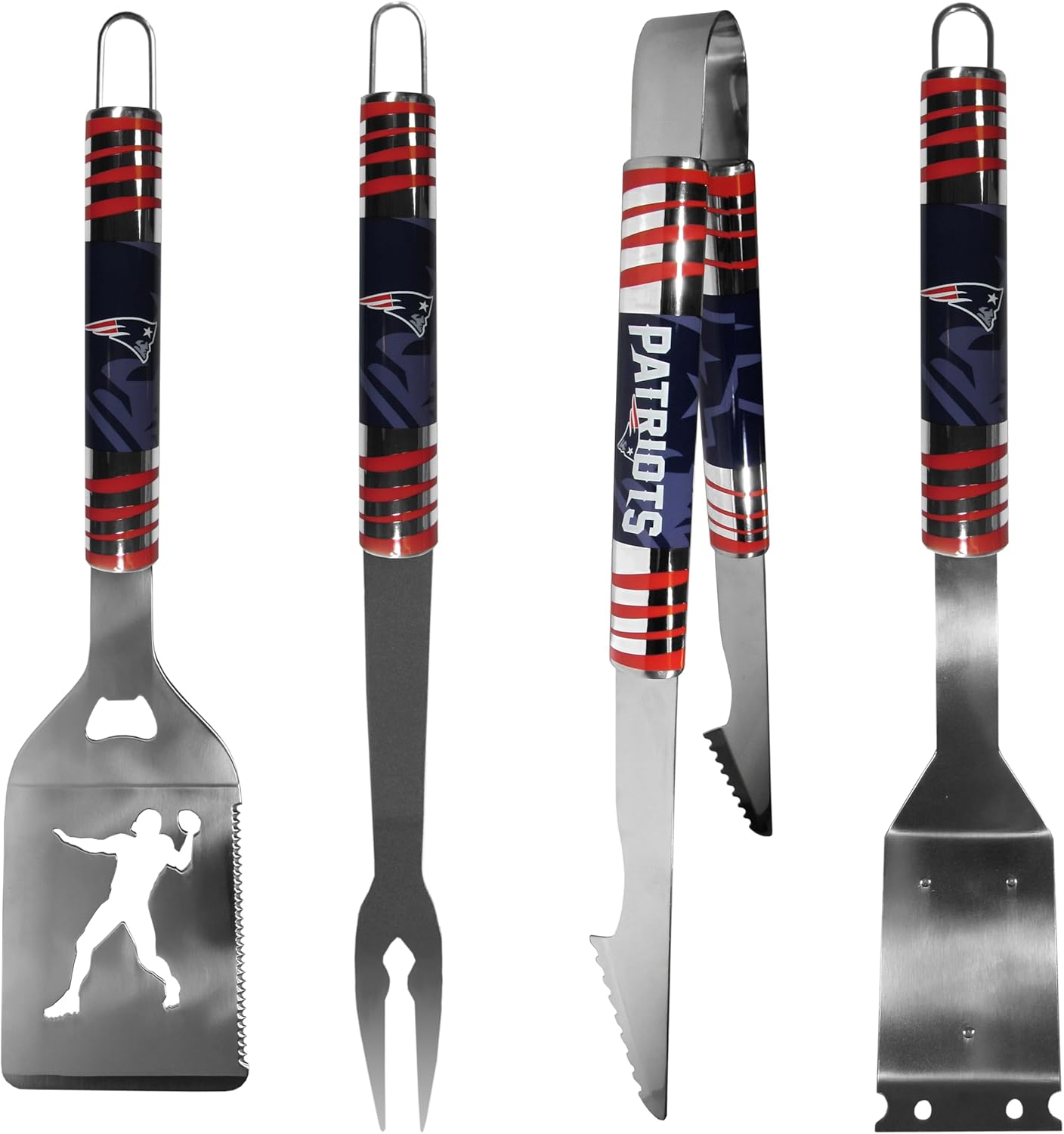 Siskiyou NFL New England Patriots 4 pc Steel Grill Tool Set, One Size, Team Colors