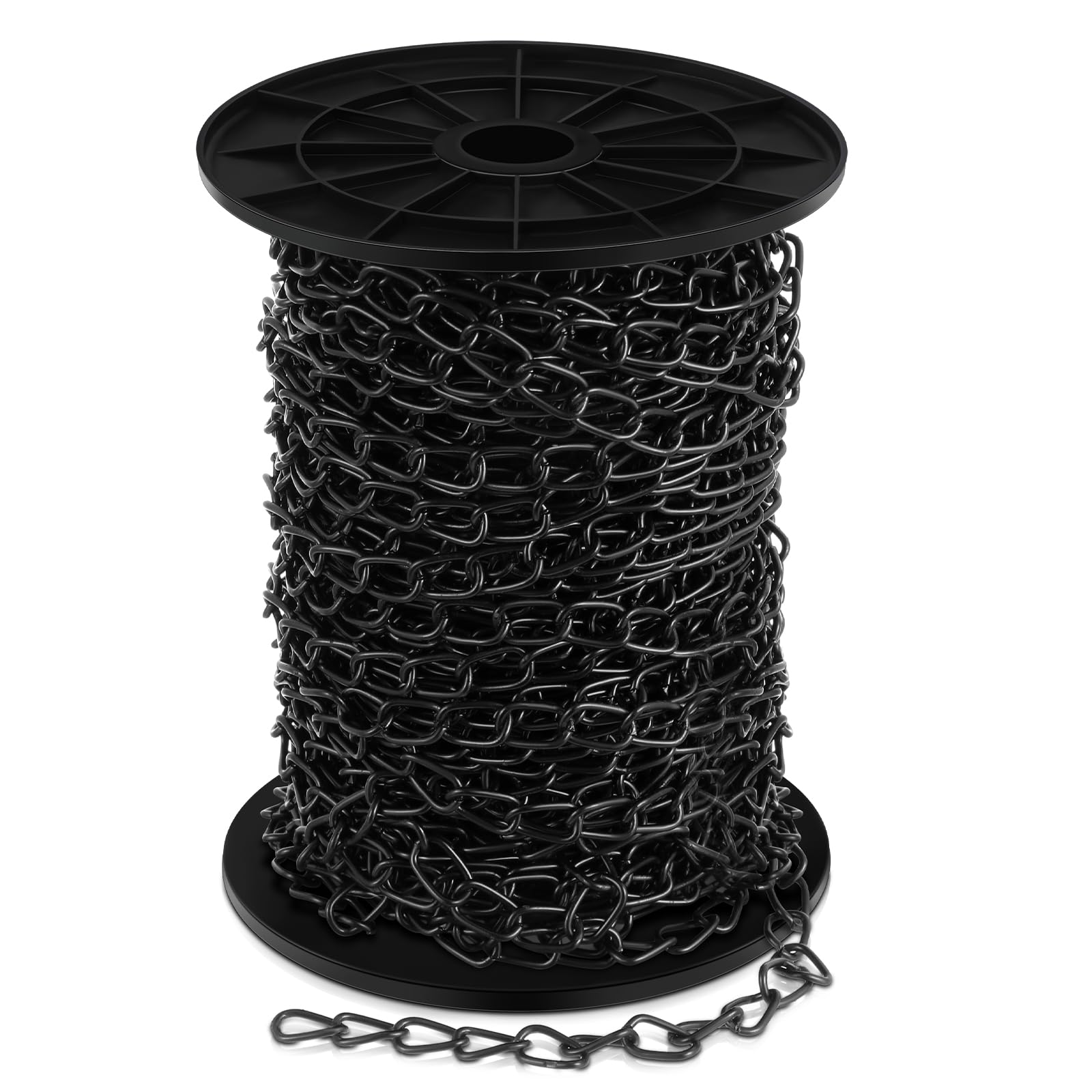 Yaocom 75 ft Galvanized Steel Hanging Jack Chain Black Metal Link Chain Roll Spool for Light Fixture,Bird Feeders,Overhead Lights,Artworks,Flowerpots(