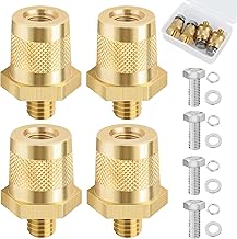 2 Pairs Battery Pole Adapters M8, Car Battery Terminals, M8 Battery Clamp with 4 Stainless Steel Screws and 4 Washers, Brass Battery Pole for Car Batteries, Motorcycle, Ships