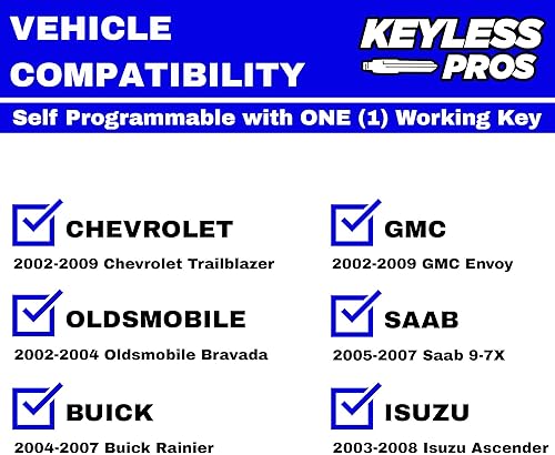 Miniatura 2 de KeylessPros Reemplazo de llavero remoto de entrada sin llave de 3 botones, compatible con Chevy Trailblazer, GMC Envoy, Buick Rainier, Isuzu