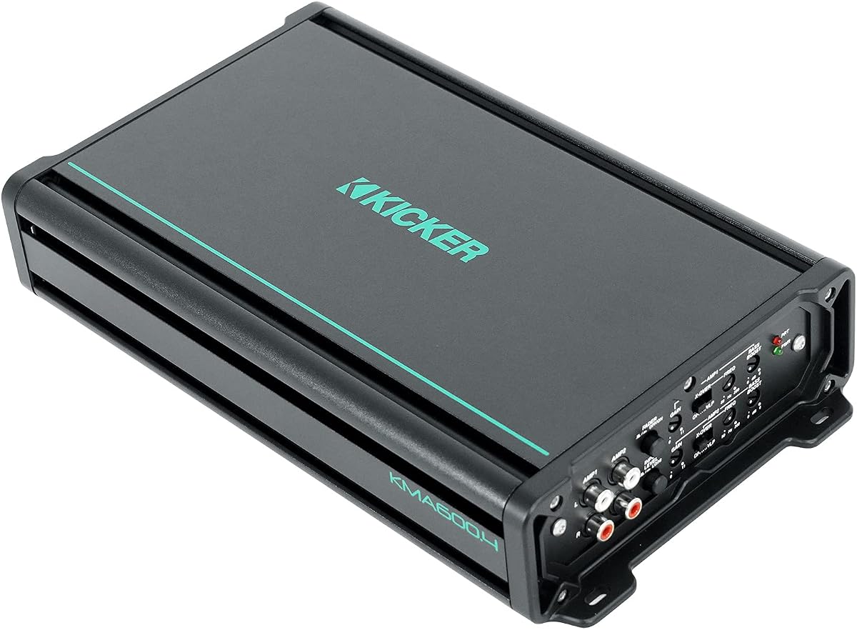 KICKER 48KMA6004 Amplificador marino de 4 canales, 600 vatios, amplificador para barco KMA600.4