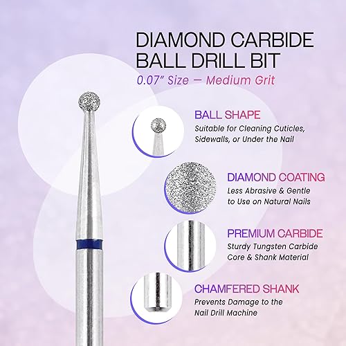 Miniatura 10 de PANA Broca de cono de carburo de diamante de 332 pulgadas, estilo 15, grano medio, brocas profesionales para uñas de gel acrílico, manicura seca,