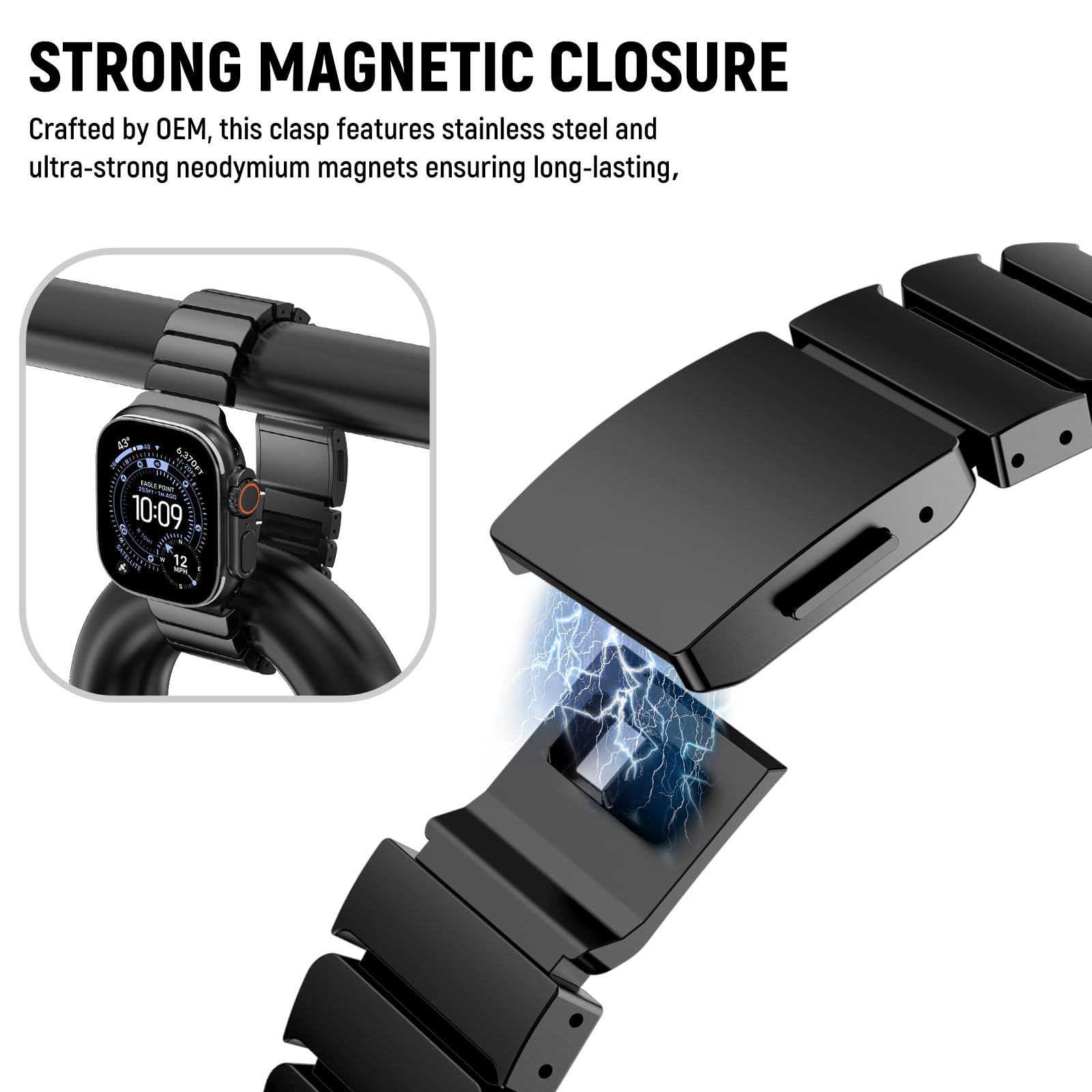 Fullife Correa de silicona de titanio para Apple Watch Ultra 49 mm