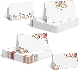 80 Stück Tischkarten Hochzeit, Platzkarten zum Selbst Beschriften, Blumen Namenskarten Tischkarten Blanko Hochzeit Tischdeko für Geburtstag Hochzeit Party Feierlichkeiten