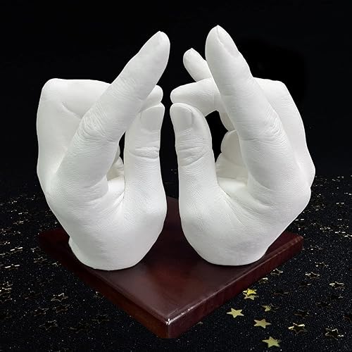 Miniatura 7 de Kit de fundición de mano para parejas  Kit de molde de mano de recuerdo para parejas para actividades navideñas, con base y soporte de tarjetas para