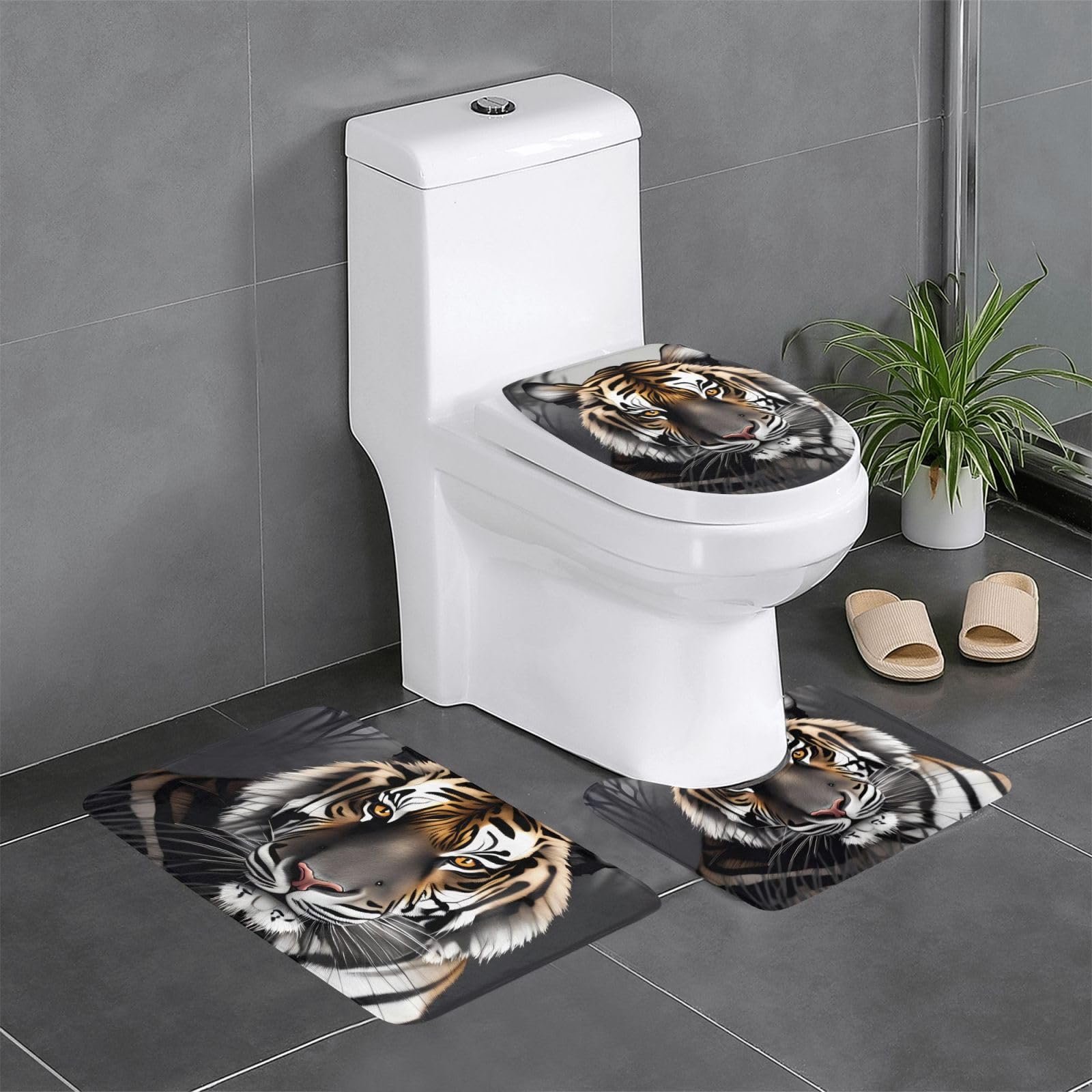 Tapis de bain tigre lot de 3 antidérapants de qualité supérieure 61x40 cm
