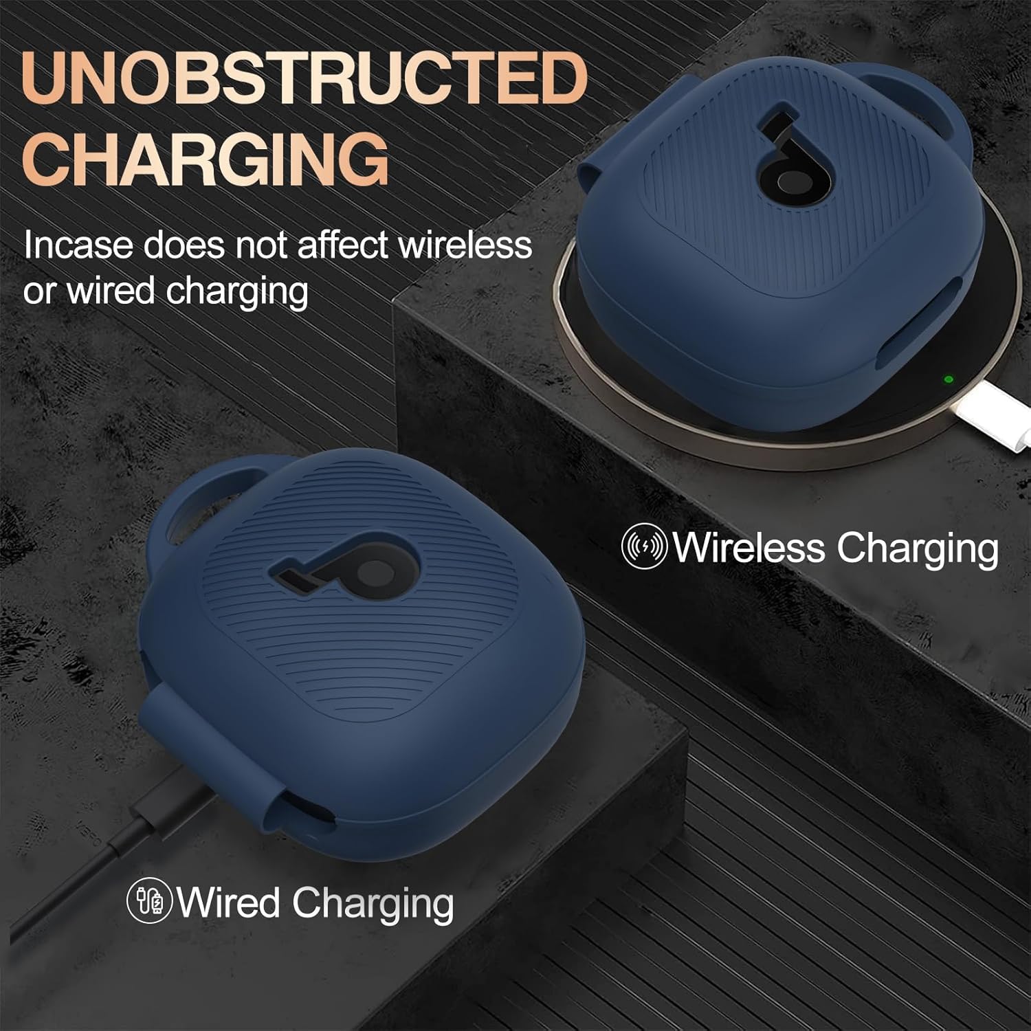 for Anker Soundcore P40i Case Cover, Soft Silicone Case for Soundcore P40i, Shockproof Protective Skin Cover for Anker P40i with Carabiner, Front LED&Logo Visible (Blue) - Image 6