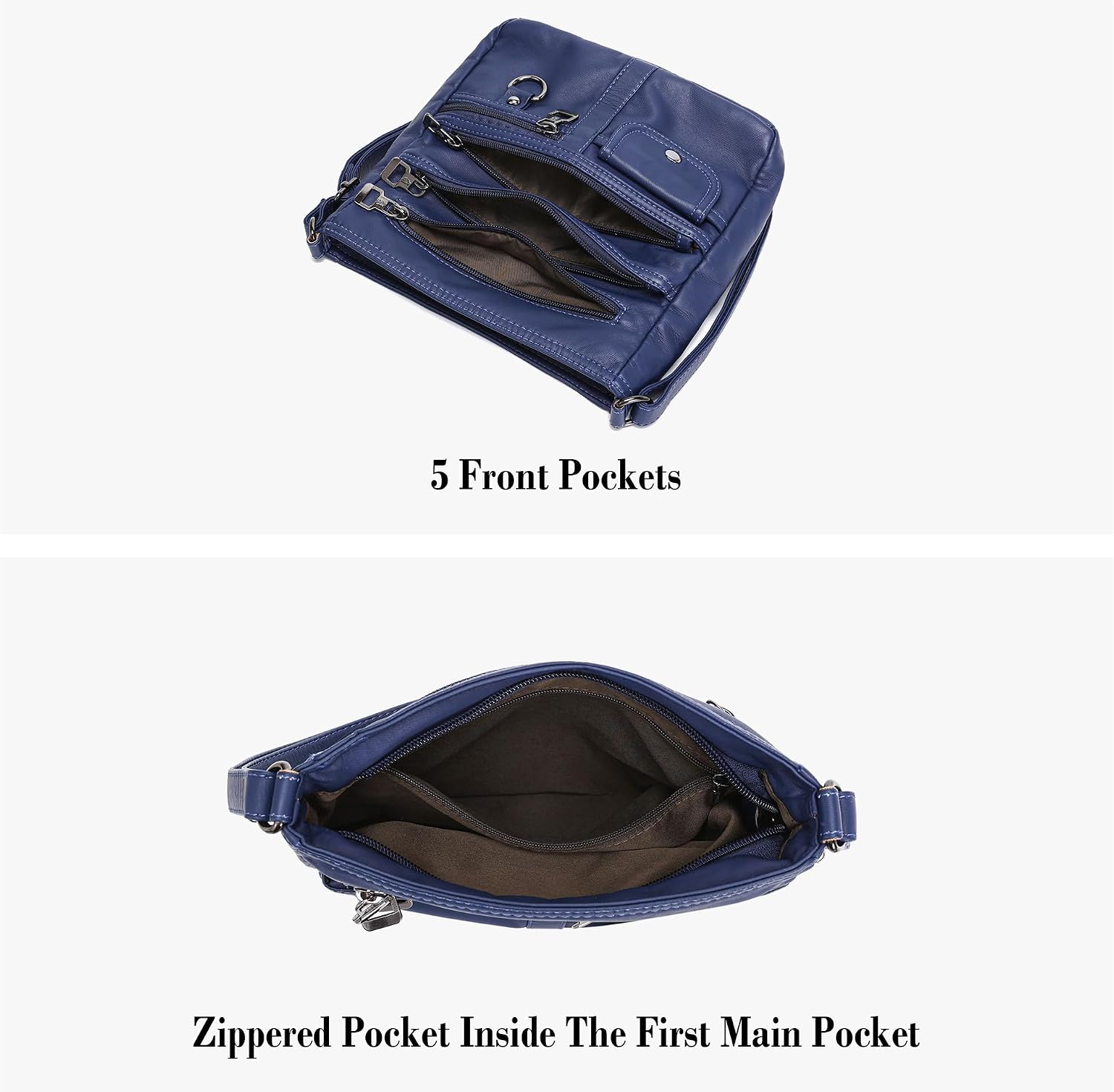 MINICAT Crossbody Purses for Women Multi Pocket Crossbody Bag Soft Leather Cross Body bag for Woman Small Shoulder Bags