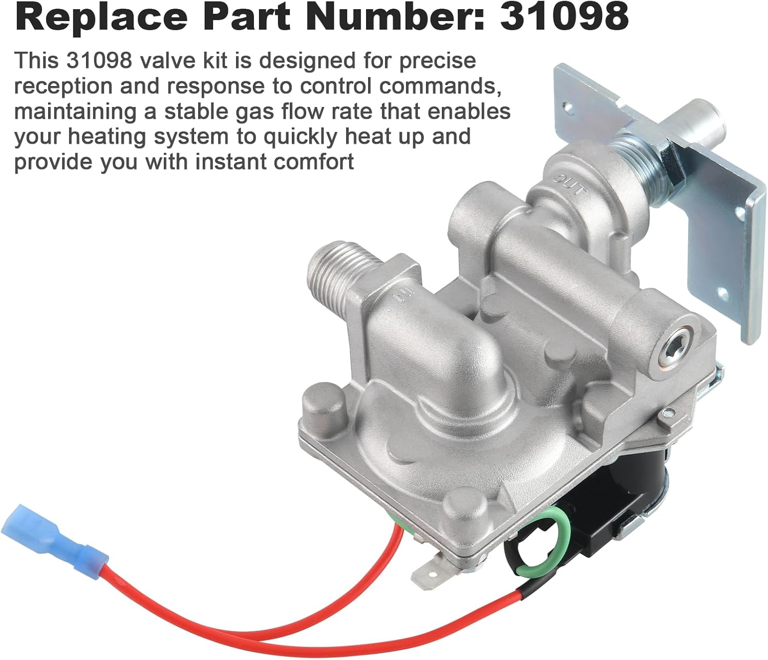 12VDC Top SML RV Furnace Gas Valve Kit, Effective Air Tightness,for Atwood Wedgewood, Hydro, Flame, Small Medium Large Furnaces AFSAD AFSD AFMD DFMD DFLD DFSD 3/8" NPT Outlet Ports