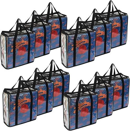 Evelots Paquete de 12 bolsas de almacenamiento de discos de vinilo LP, transparentes, con capacidad para hasta 432 álbumes, sin polvo ni arañazos