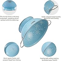Vista 5 de Metal Colander 2 Pack, Strainer Bowel with Handles 2Qt & 6Qt Powder Coated Solid Ring Base Heavey Duty Kitchen Drainer Basket for Pasta Veggies and