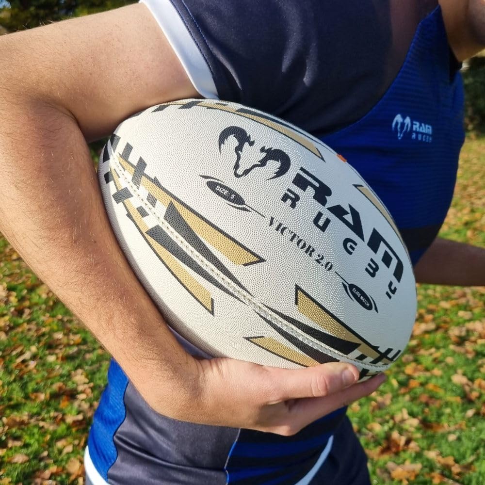 Rugby Ball - Victor 2.0 Elite Match Rugby Bälle – Mit Evolution Rubber Technology - 4-Schicht-Konstruktion - 3D-Griff für das ganze Jahr über überlegene Handhabung und Passkontrolle – Größen 5 & 4