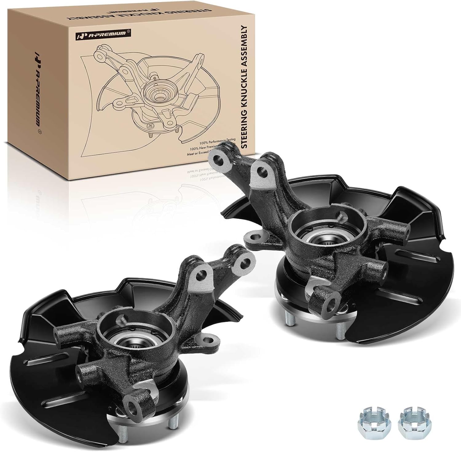 A-Premium Front Steering Knuckle with Wheel Hub and Bearing Assembly (pair) for Hyundai Elantra 2007–2012 4-Wheel ABS