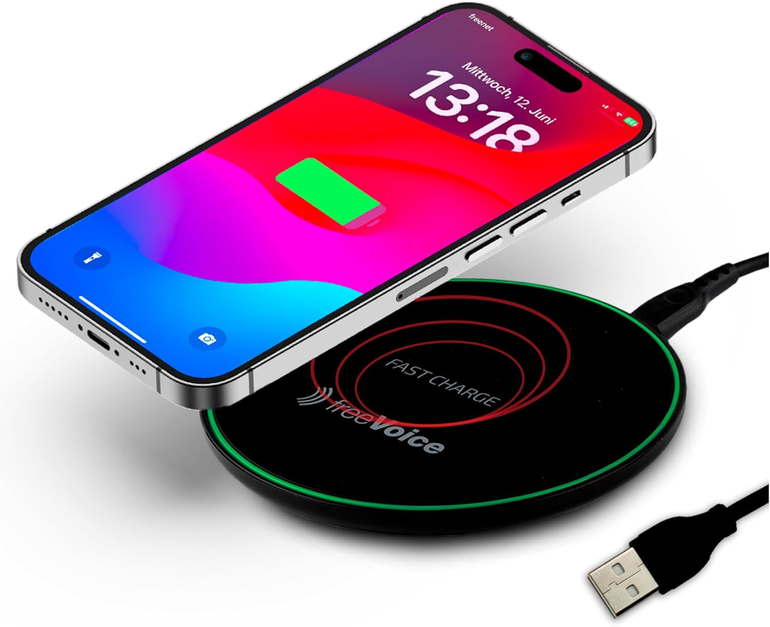 freeVoice Common Wi-fi Charger, Inductive Charging Station for Cellular Telephone, Smartwatch & Headphones, 15 Watt Wi-fi Charger, Fast Charger for Qi-Suitable Units, Wi-fi Charger