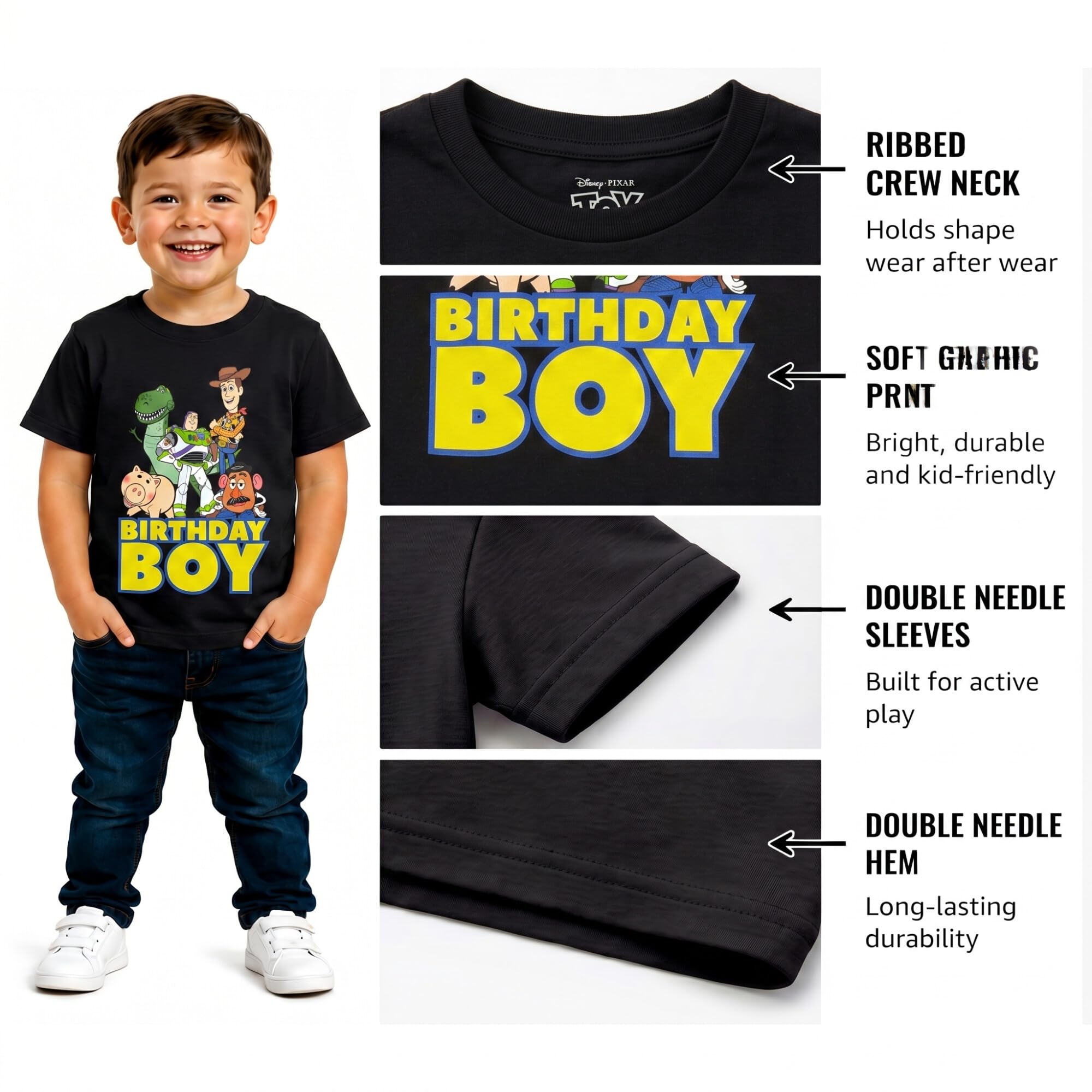 Disney Mickey Mouse Birthday Boy Shirt – Crew Neck Short Sleeve Graphic Tees Boys Birthday Shirt (Sizes 3T-7)